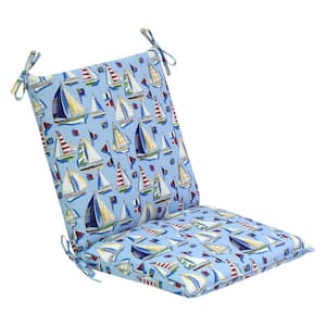20 in. x 17 in. One Piece Mid Back Outdoor Dining Chair Cushion in Sail Away Surf