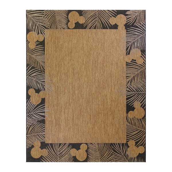 Mickey Mouse Chestnut 8 ft. x 10 ft. Palm Border Indoor/Outdoor Area Rug