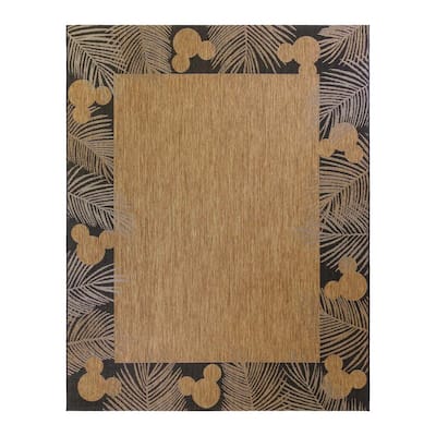 Disney Mickey Mouse Chestnut 8 ft. x 10 ft. Palm Border Indoor/Outdoor ...