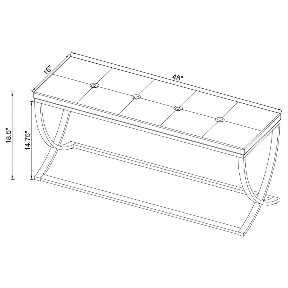 Beige Faux Leather Tufted Bedroom Bench with Chrome Frame
