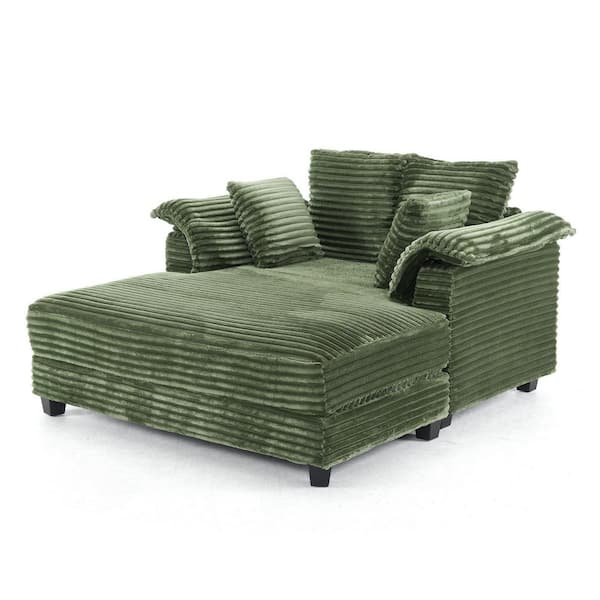 56 in. Olive-Green Corduroy Velvet Full Size Sofa Bed