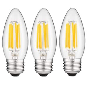 60-Watt Equivalent B11 Dimmable Clear Filament Chandelier LED Light Bulb in Warm White, 2700K (3-Pack)