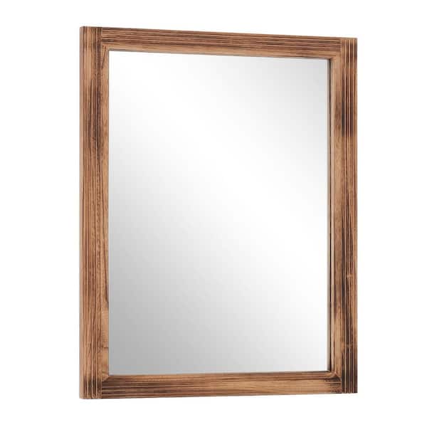 30 in. W x 40 in. H Rectangular Classic Brown Wooden Framed Bathroom Vanity Mirror Wall Mirror