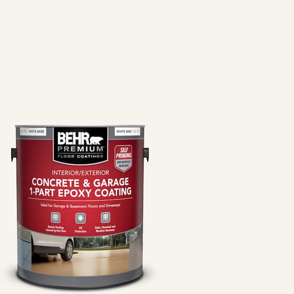 BEHR PREMIUM 1 gal. #PWN-10 Decorator White Self-Priming 1-Part Epoxy Satin Interior/Exterior Concrete and Garage Floor Paint