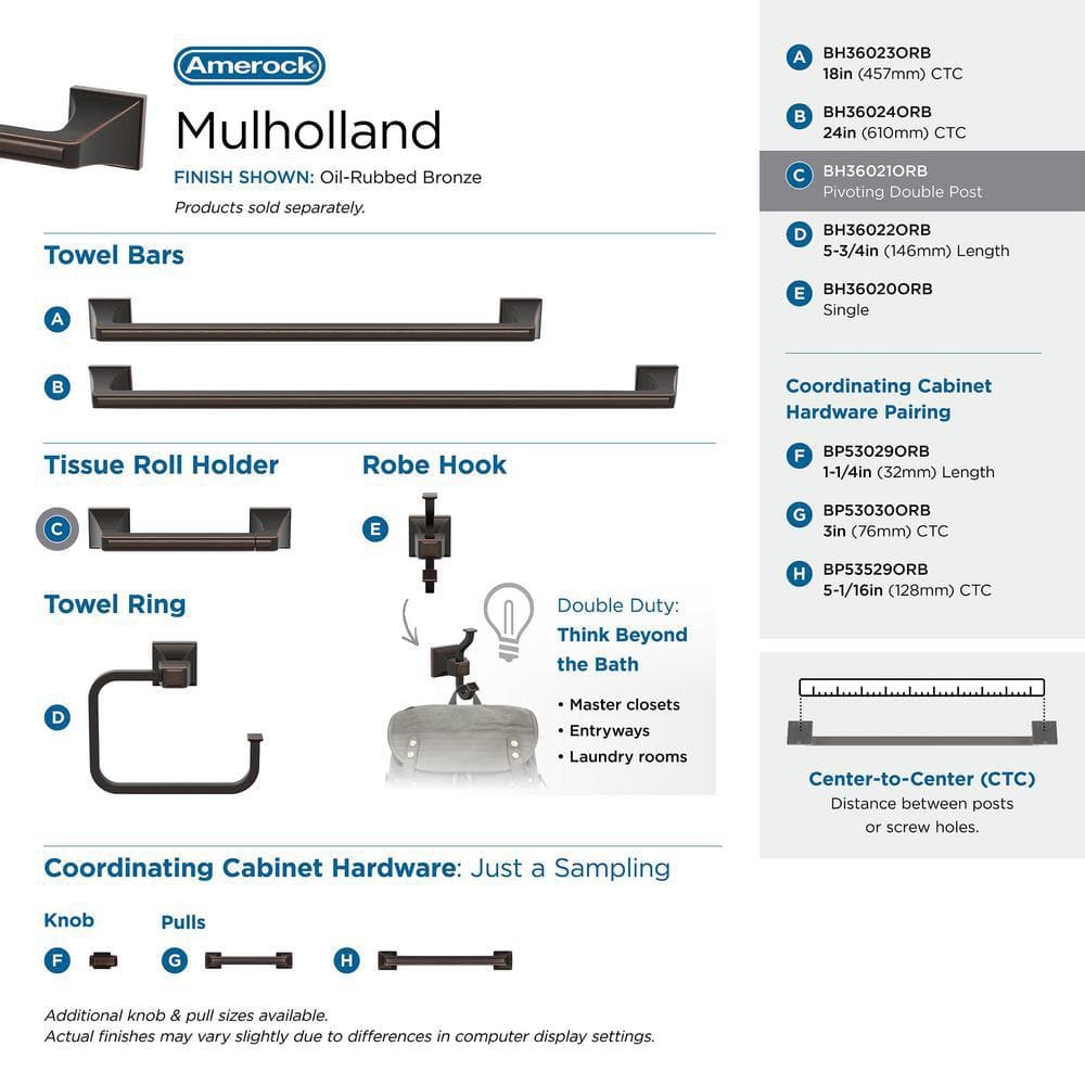 Oil-Rubbed Bronze Pivoting Double Post Toilet Paper Holder