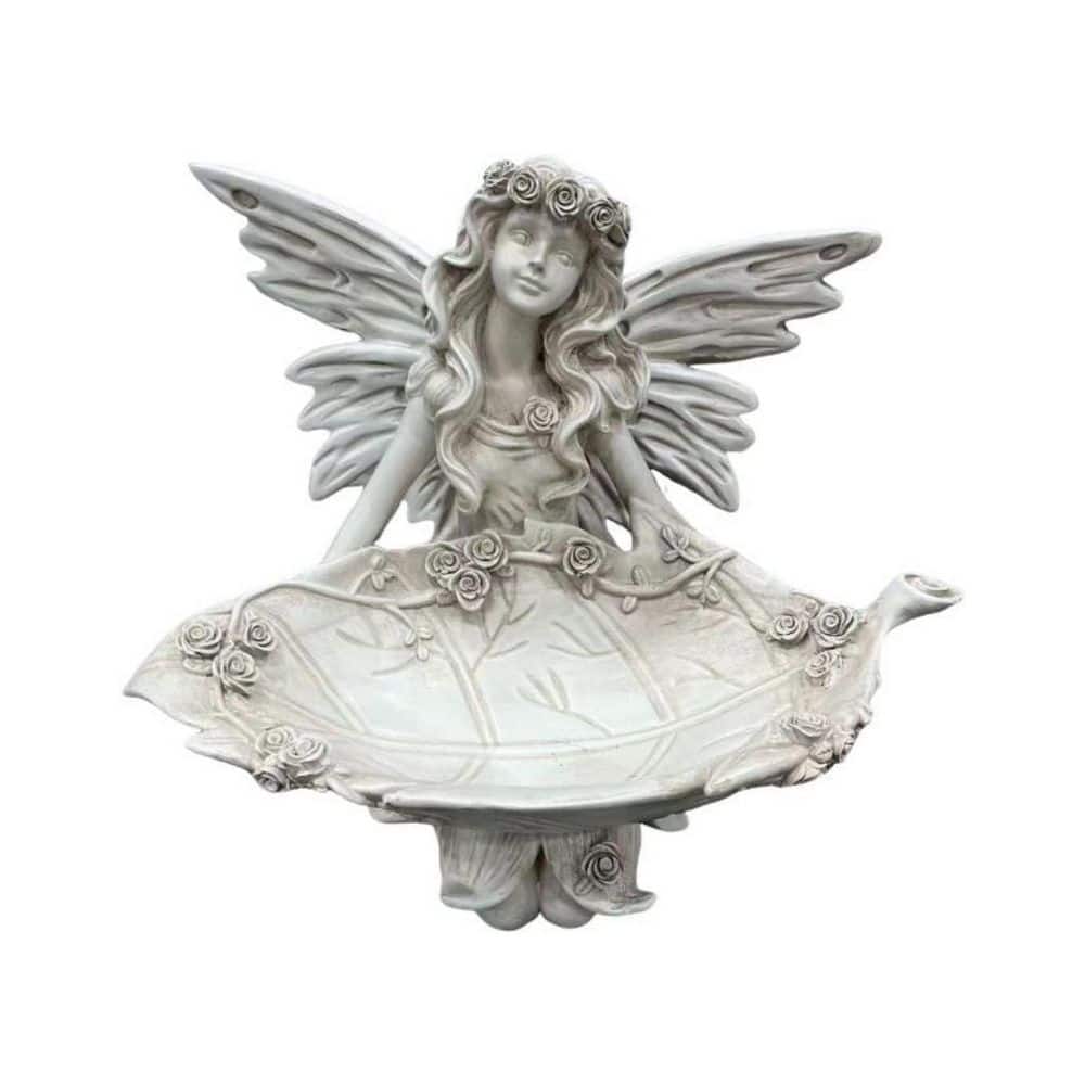 12.8 in. H Gray Resin Garden Fairy Statue, Multi-Functional Bird Feeder, Leaf Decorative Tray for Outdoor, Indoor Use price history on PriceWatchPro