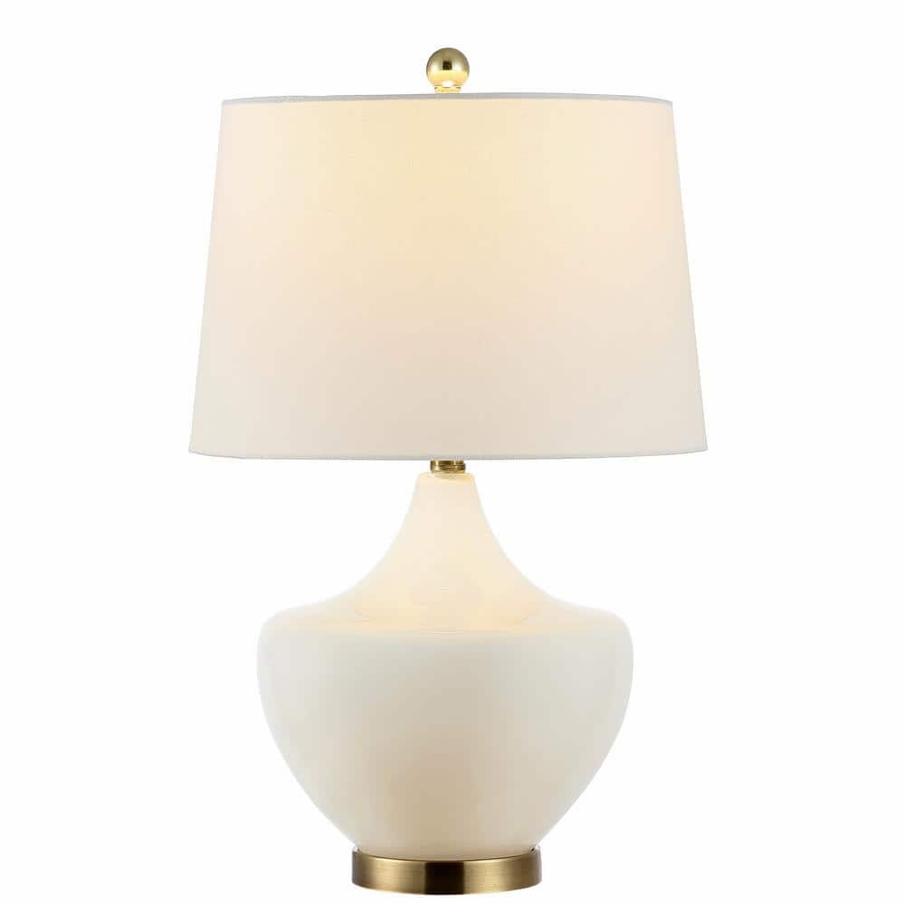 Demra Adjustable White Glass Genie-Style Table Lamp with Gold Base