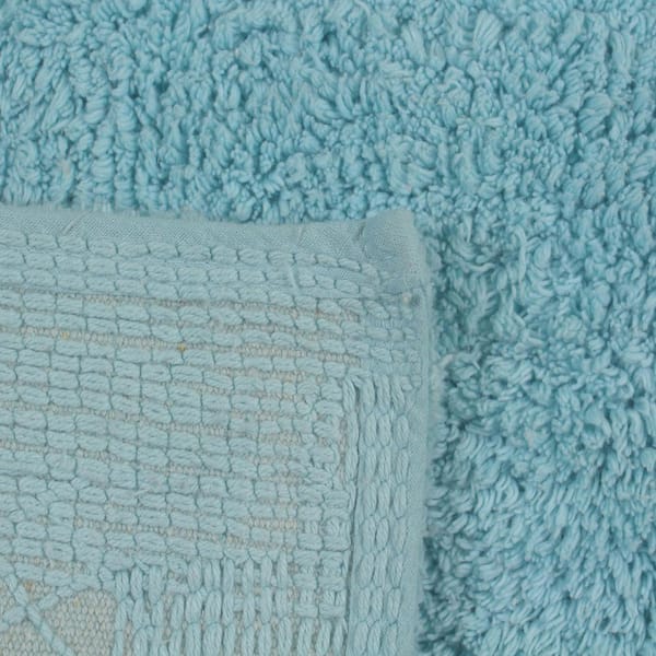 Home Weavers Inc Classy Bathmat Collection 21 in. x 34 in. Blue Cotton Bath Rug