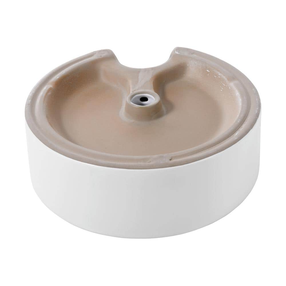Monaco White Ceramic Round Vessel Sink with Faucet Mount