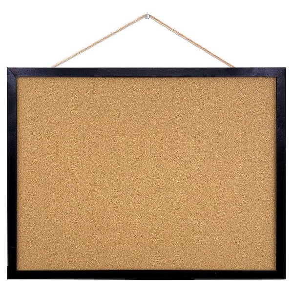 Afoxsos 14.6 x 11 Rectangular Black Cork Board Oak Wood Finish Frame Wall Mounted for Office Home School