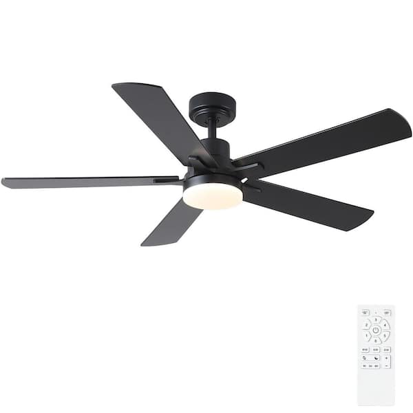 Kaleido 52 in. Indoor Matte Black 3-Colors Integrated LED Ceiling Fan with Light and Remote Control
