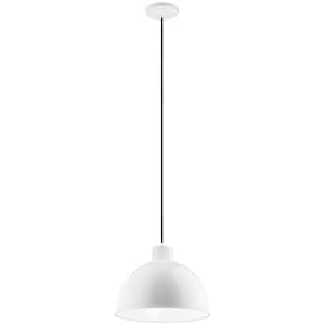 Zailey 15.75 in. 1-Light White Contemporary Shaded Kitchen Dome Pendant Hanging Light with Metal Shade