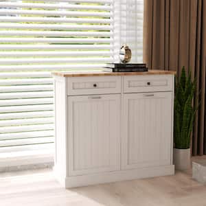 39.37-in W x 13.78-in D x 35.34-in H in White Wood Tilt-Out Trash Cabinet Kitchen Cabinet with 2 Drawers