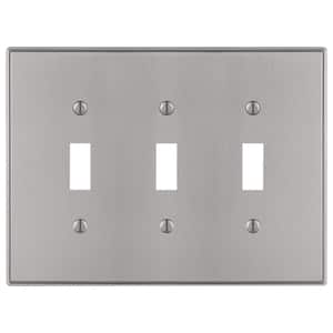 Ansley 3-Gang Brushed Nickel Toggle Cast Metal Wall Plate
