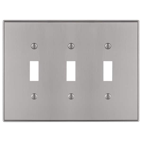 AMERELLE Ansley 3-Gang Brushed Nickel Toggle Cast Metal Wall Plate