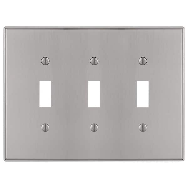 AMERELLE Ansley 3-Gang Brushed Nickel Toggle Cast Metal Wall Plate