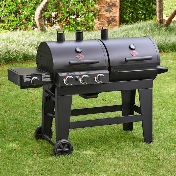 barsten besteden hobby Char-Griller Double Play 1,260 sq., in. 3-Burner Gas and Charcoal Grill in  Black 5650 - The Home Depot