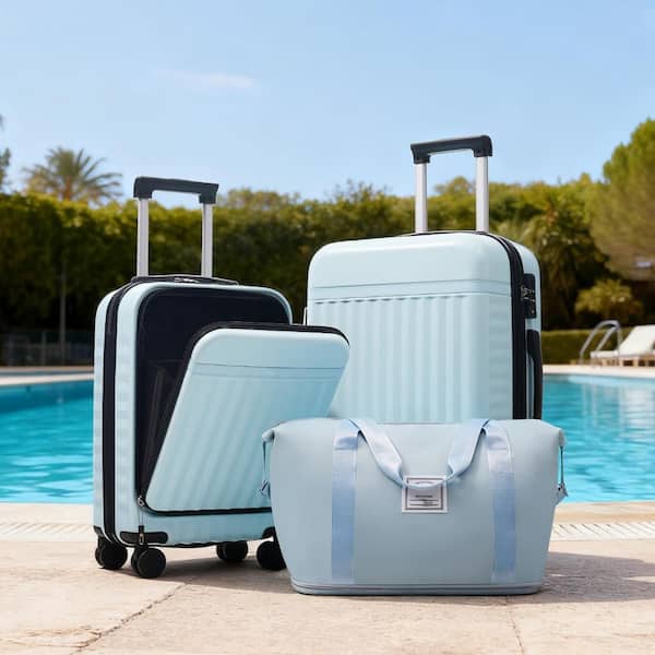 Merax 3 Bags 3-Piece Light Blue Expandable ABS Hardshell 20 in. 24