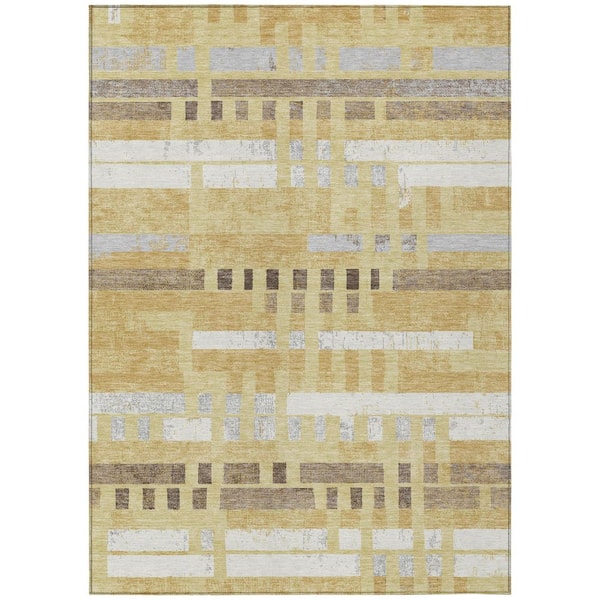 Chantille Machine Washable Indoor/Outdoor Abstract ACN2897 Wheat 8 ft. x 10 ft. Area Rug
