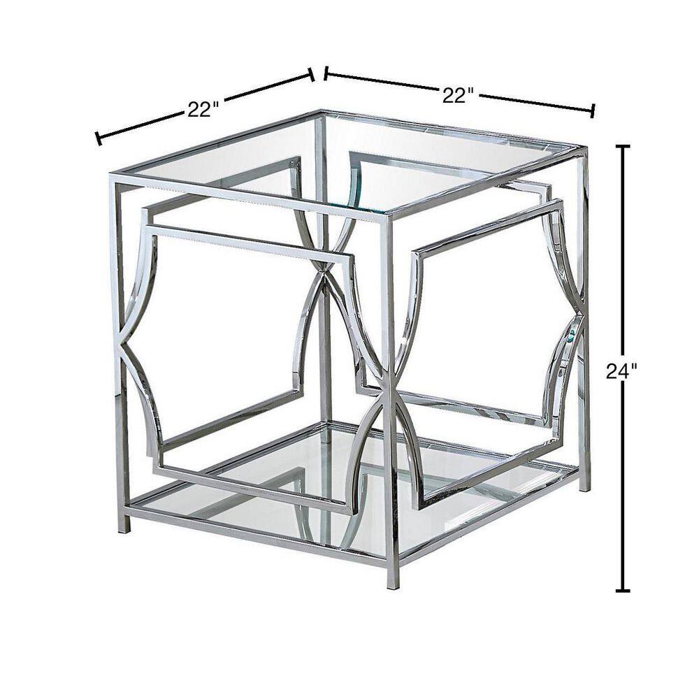 Abigail Silver Stainless Steel and Glass End Table