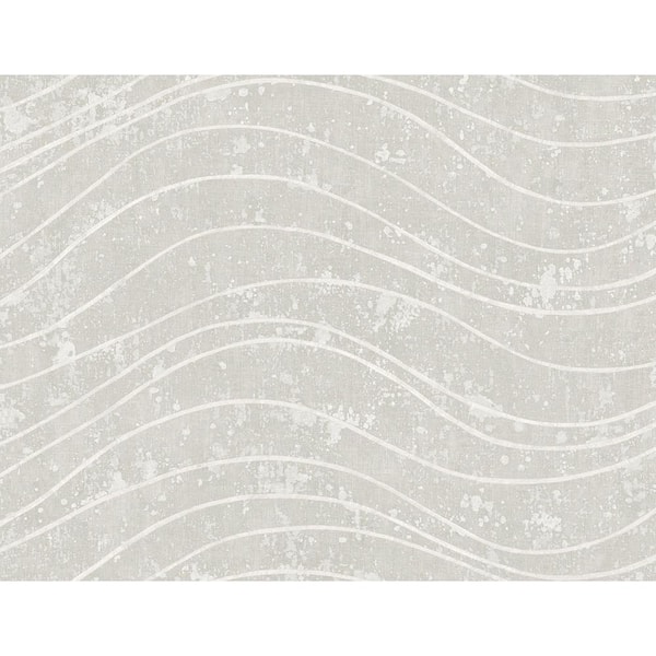 CASA MIA Waves Effect Light Grey Paper Non - Pasted Strippable Wallpaper Roll Cover 60.75 sq. ft.