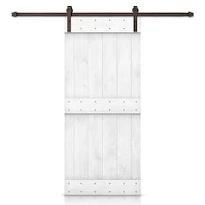 34 in. x 84 in. Distressed Mid-Bar Series Light Cream Stained DIY Wood Interior Sliding Barn Door with Hardware Kit