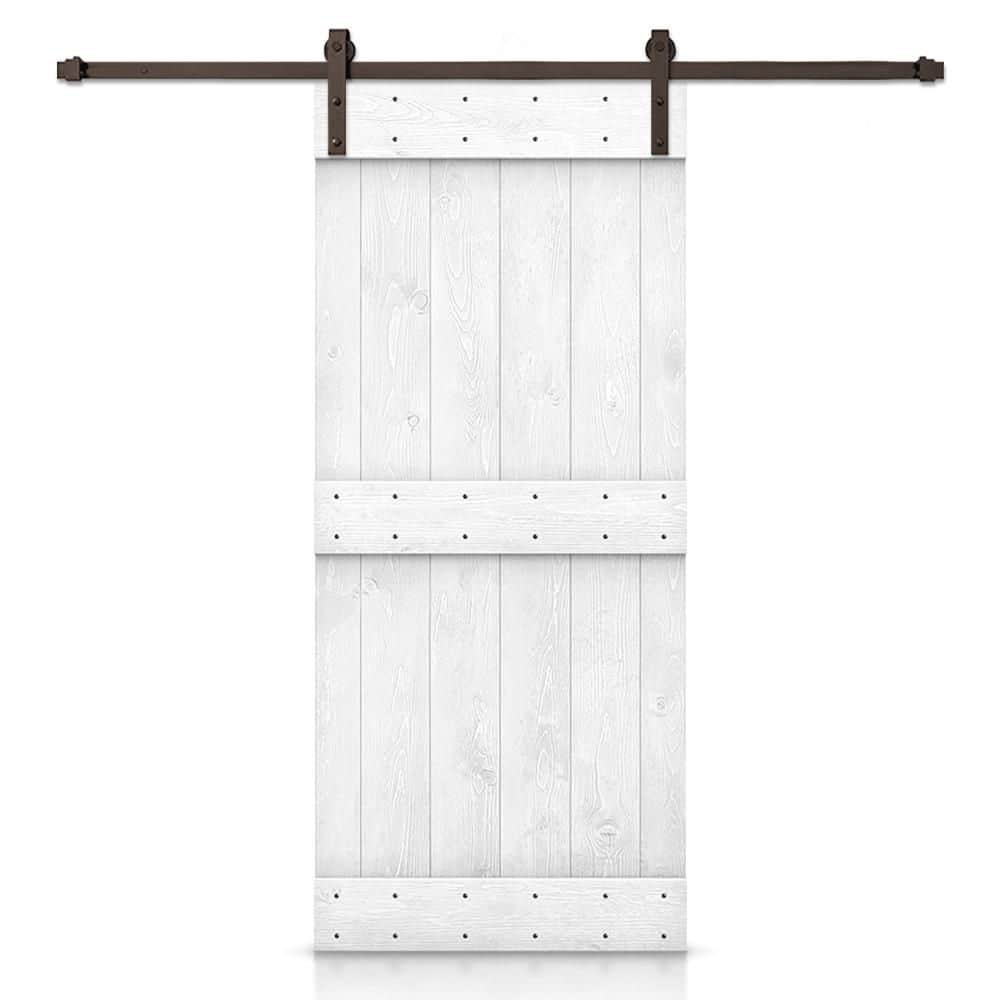48 in. x 84 in. Distressed Mid-Bar Series Light Cream Stained DIY Wood Interior Sliding Barn Door with Hardware Kit price history on PriceWatchPro
