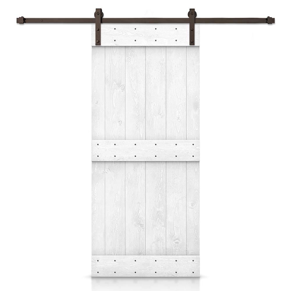 46 in. x 80 in. Mid-Bar Series Solid Core Light Cream Stained DIY Wood Interior Sliding Barn Door with Hardware Kit price history on PriceWatchPro