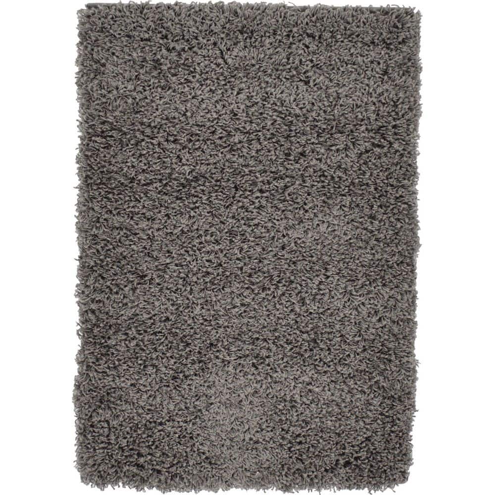Graphite Gray Reversible Shag Rectangular Rug, Easy Care & Stain-Resistant