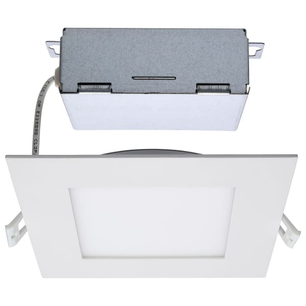 6 in. 12 Watt Square CCT Selectable Canless Direct Wire Edge lit Integrated LED Recessed Light Trim 120V Remote Driver