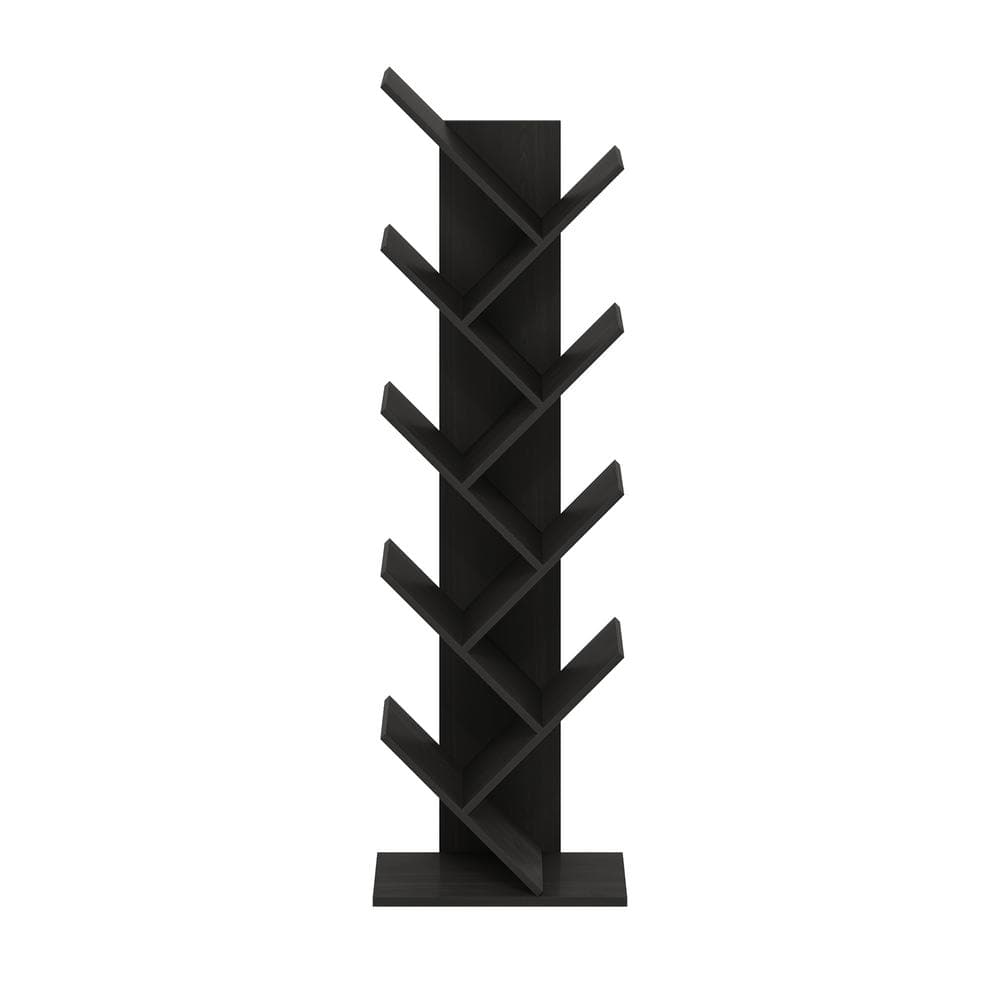 Espresso 9-Tier Lightweight Tree Bookshelf for Versatile Use