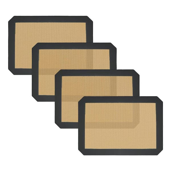 Silicone Baking Mat Set 4 Pack Non Stick Food Grade Fiberglass Grey Quarter Sheet Pan Liner for Oven Air Fryer