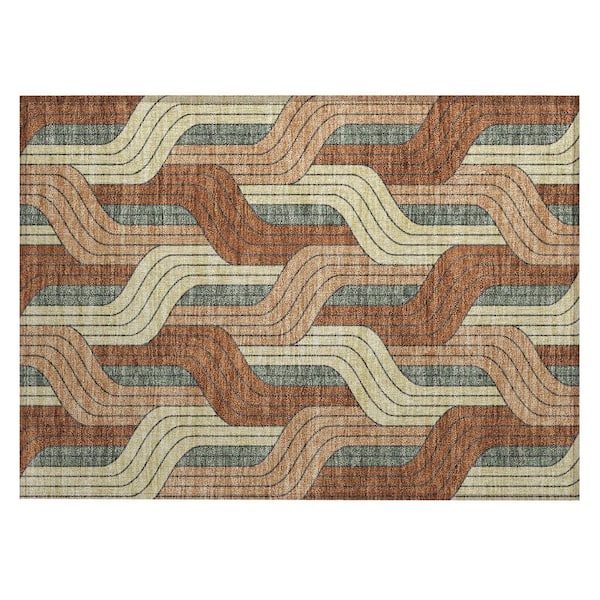 Chantille Machine Washable Indoor/Outdoor Abstract ACN2422 Paprika 2 ft. x 3 ft. Accent Rug