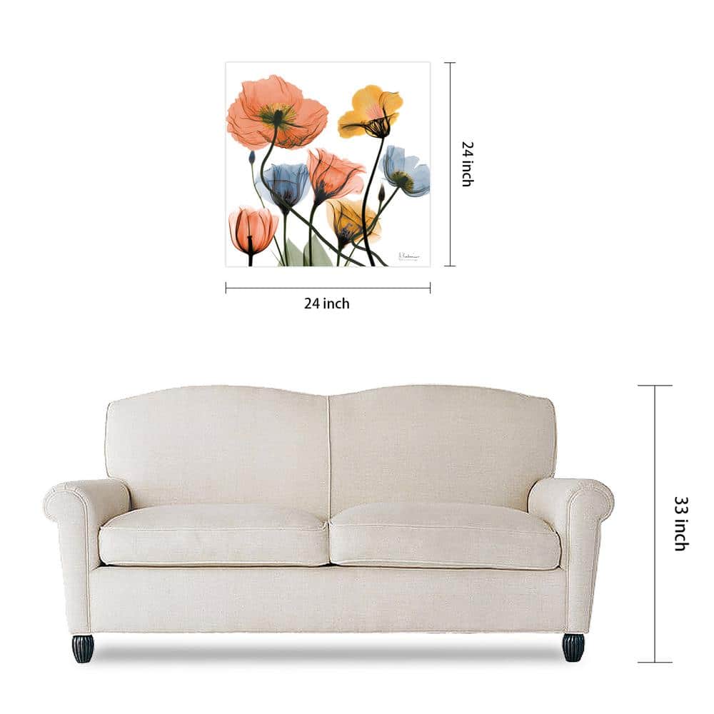 Empire Art Direct Flowers and Ferns Frameless Free Floating Tempered Glass Panel Graphic Wall Art, 24" x 24" x 0.2", Ready to Hang
