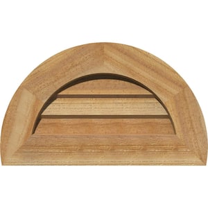 17" x 11" Half Round Rough Sawn Western Red Cedar Wood Paintable Gable Louver Vent Non-Functional