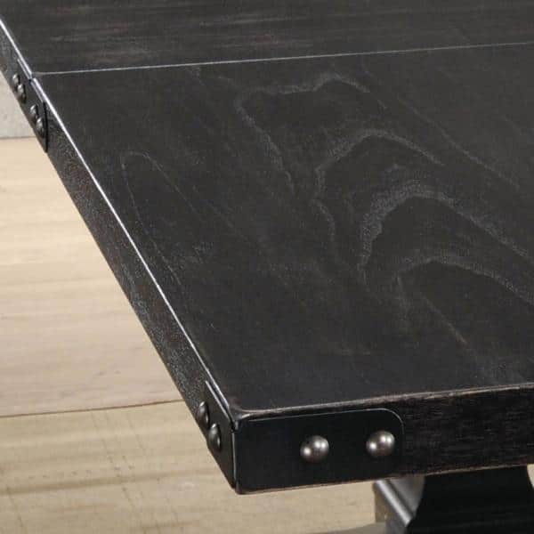Vintage Black Reclaimed Wood Rectangular Dining Table, 88"
