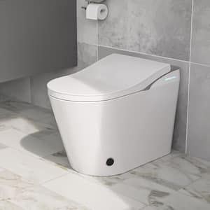 Elongated Bidet Toilet 1.28 GPF in White with Auto Flush, Heated Seat, Air Dryer, Night Light, Auto Open, Mood Light