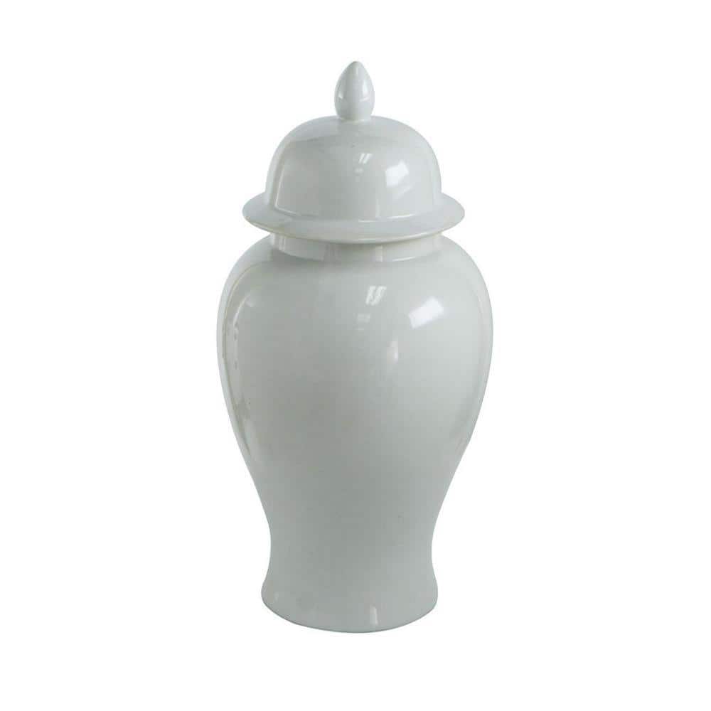Contemporary Ceramic White Gloss Seaford Jar Set, 20" Height