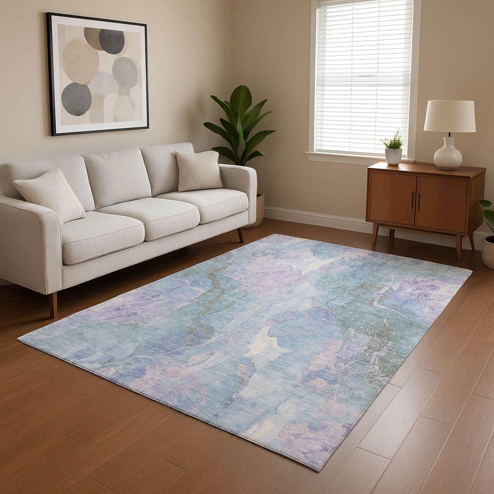 Mayfield Premium Machine Washable Abstract AMF1785 Lavender 3 ft. x 5 ft. Area Rug price history on PriceWatchPro