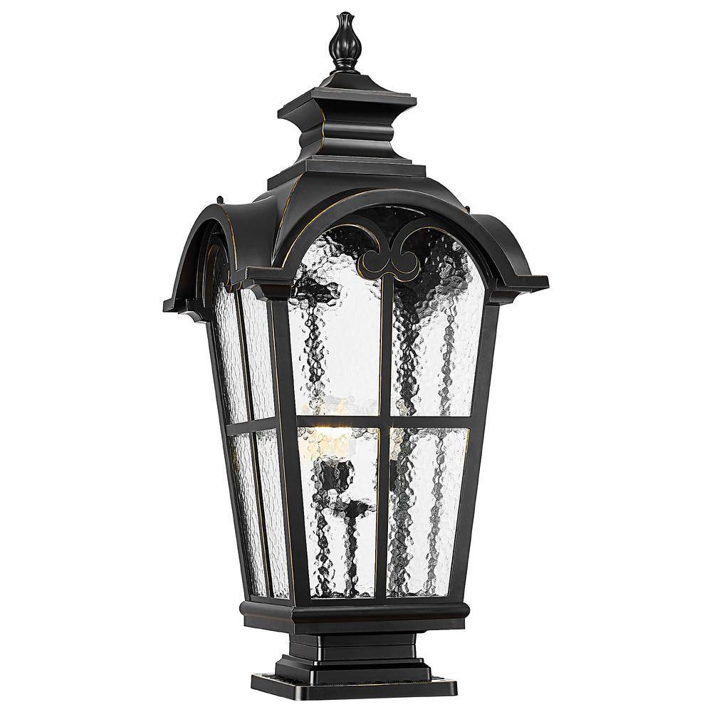 3-Light Black Large Aluminum Hardwired Outdoor Weather Resistant Post Light Set with No Bulbs included price history on PriceWatchPro