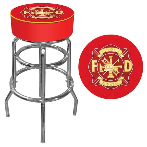 Trademark Fire Fighter 31 in. Chrome Swivel Cushioned Bar Stool