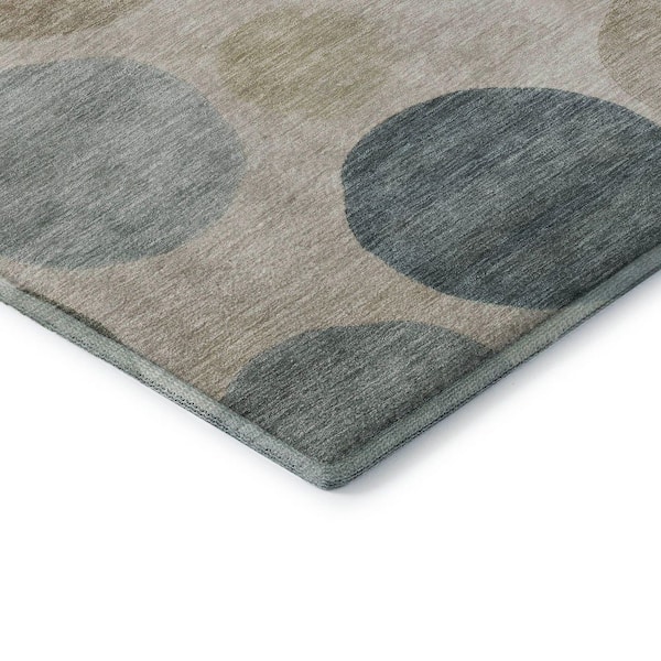 Mayfield Premium Machine Washable Abstract AMF2062 Khaki 3 ft. x 5 ft. Area Rug
