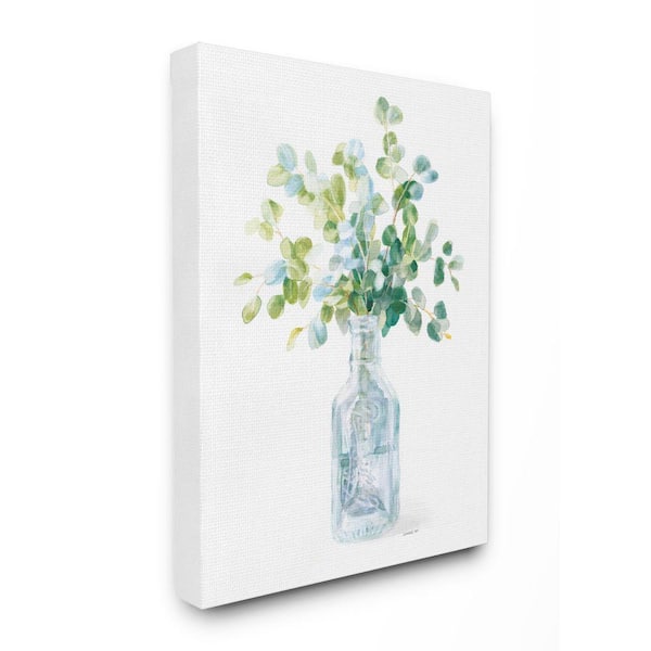 24 in. x 30 in. "Flower Jar Still Life Green Blue Painting" by Danhui Nai Canvas Wall Art