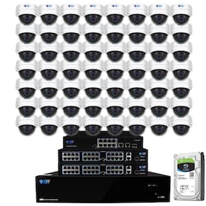 64-Channel 8MP 16TB NVR Smart Security Camera System w/56 Wired Dome Cameras 2.8 mm Fixed Lens Artificial Intelligence