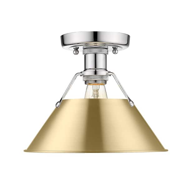 Golden Lighting Orwell 10 in. 1-Light Chrome and Brushed Champagne Bronze Flush Mount