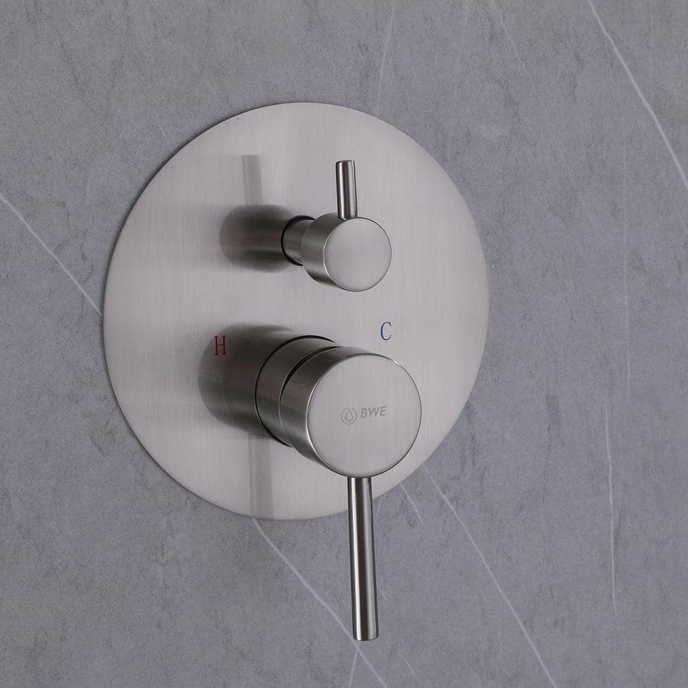 Large Brushed Nickel Rain Shower Faucet with Handheld