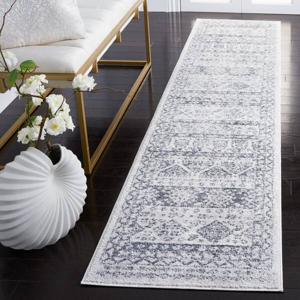 Toscana 2 ft. x 9 ft. Gray/Ivory Tribal Runner Rug