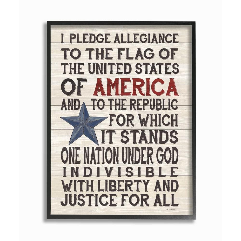 Rustic Americana Pledge of Allegiance Wood Framed Wall Art, 16 x 20