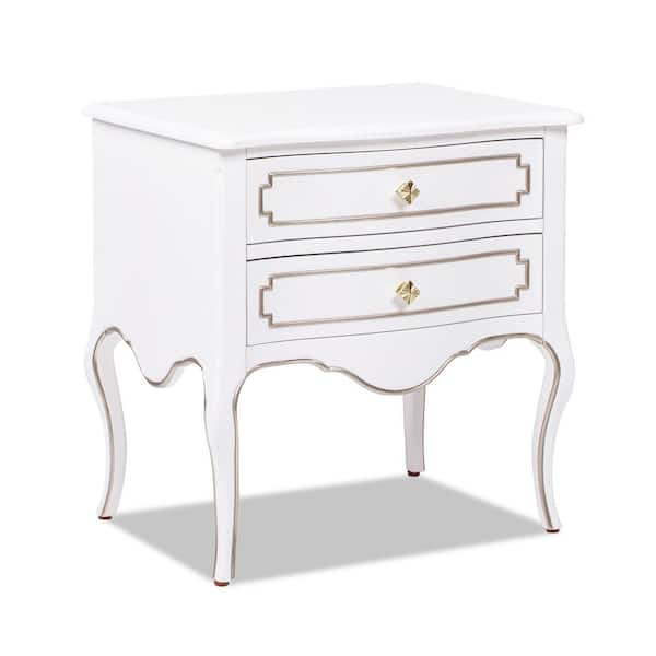 Jennifer Taylor Court 23.5 in. Wide Edwardian Storage Side Table, Soft White Birchwood