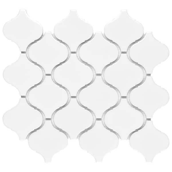 Merola Tile Metro Lantern Glossy White 9-1/2 in. x 10-3/4 in Porcelain Mosaic Tile (0.73 sq. ft./Each)